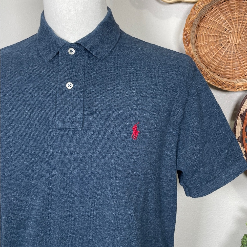 Polo Ralph Lauren Polo Shirt Cotton Navy Blue Red Pony Size Large
